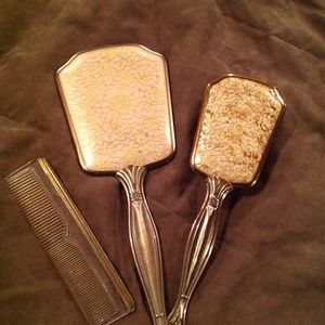 COPY - Vintage comb brush and mirror set.